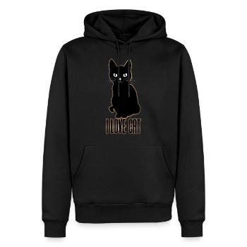 I love Cat-katze - Männer Premium Bio Hoodie - Schwarz - Vorne - Nico (187cm)