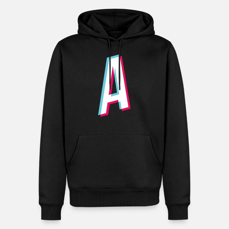A - Buchstabe A - Männer Premium Bio Hoodie - Schwarz