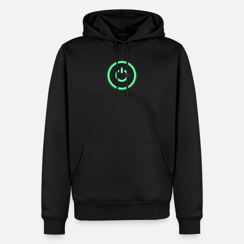 power on, power button - Sweat à capuche Premium bio Homme - noir