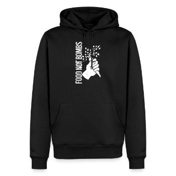 Food not Bombs - Men’s Premium Organic Hoodie - black - Front - Nico (187cm)