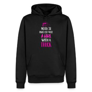 Conductrice de camion routier - Sweat à capuche Premium bio Homme - noir - Devant - Nico (187cm)