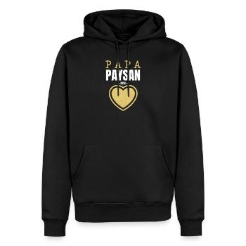 Papa Paysan au Cœur d'Or - Sweat à capuche Premium bio Homme - noir - Devant - Nico (187cm)
