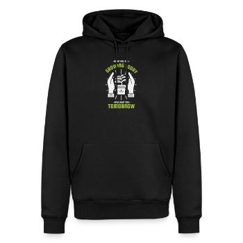What you care for today will grow tomorrow - Men’s Premium Organic Hoodie - black - Front - Nico (187cm)