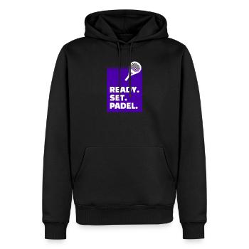 Énoncé de jeu de padel Tournoi d’entraînement Raquette Padel - Sweat à capuche Premium bio Homme - noir - Devant - Nico (187cm)