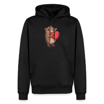 Capybara with heart Valentine's Day - Men’s Premium Organic Hoodie - black - Front - Nico (187cm)
