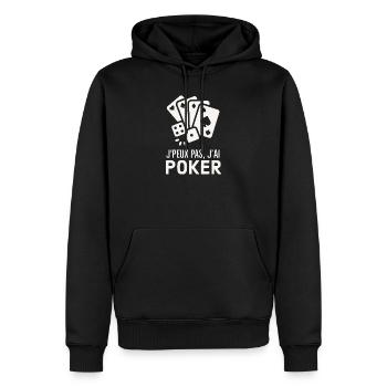 Je peux pas j ai poker - Sweat à capuche Premium bio Homme - noir - Devant - Nico (187cm)