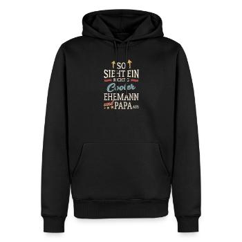 So sieht ein cooler Ehemann und Papa aus Vatertag - Männer Premium Bio Hoodie - Schwarz - Vorne - Nico (187cm)