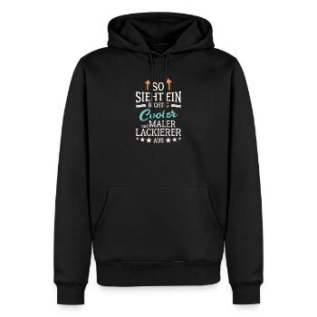So sieht ein richtig cooler Maler Lackierer aus - Männer Premium Bio Hoodie - Schwarz - Vorne - Nico (187cm)