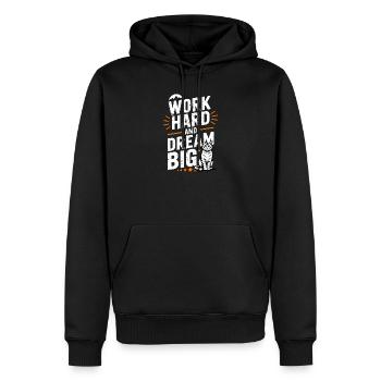 Work Hard Dream Big Cat - Men’s Premium Organic Hoodie - black - Front - Nico (187cm)
