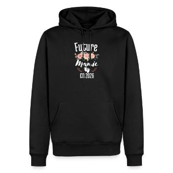 T-shirt Future Mamie en 2026 Annonce Grossesse - Sweat à capuche Premium bio Homme - noir - Devant - Nico (187cm)