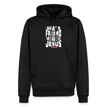 Quel ami nous avons en Jésus Faith Hope - Sweat à capuche Premium bio Homme - noir - Devant - Nico (187cm)