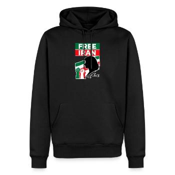 Free Iran - Männer Premium Bio Hoodie - Schwarz - Vorne - Nico (187cm)