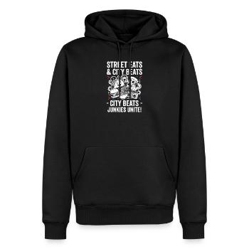 City Snacks Beats Junkies Unite - Men’s Premium Organic Hoodie - black - Front - Nico (187cm)