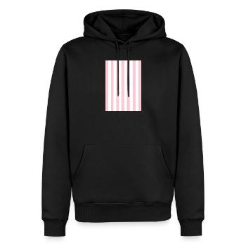 Rayures - rose blanc personnalisable - Sweat à capuche Premium bio Homme - noir - Devant - Nico (187cm)