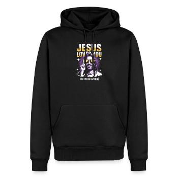 T-shirt préféré de Jesus Loves You - Sweat à capuche Premium bio Homme - noir - Devant - Nico (187cm)