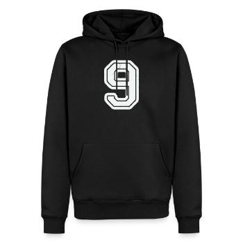 9 - Männer Premium Bio Hoodie - Schwarz - Vorne - Nico (187cm)
