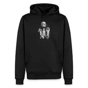 Tropfendes Skelett monochrom - Männer Premium Bio Hoodie - Schwarz - Vorne - Nico (187cm)