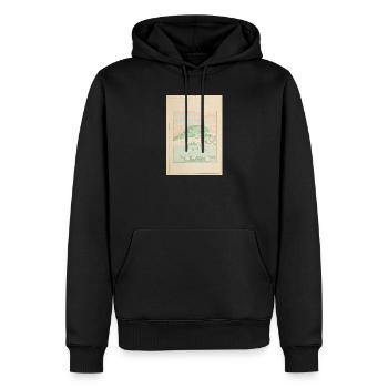 Paysage montagneux pastel avec des fleurs - Sweat à capuche Premium bio Homme - noir - Devant - Nico (187cm)