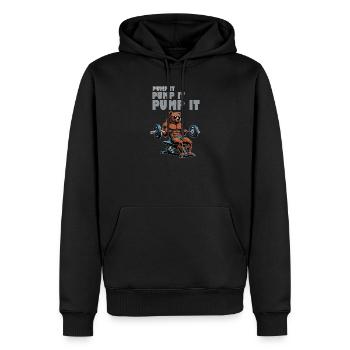 Powerbär im Fitness-Look - Männer Premium Bio Hoodie - Schwarz - Vorne - Nico (187cm)