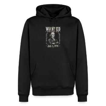 Wanted for Treason – Funny 4th of July – Jef - Men’s Premium Organic Hoodie - black - Front - Nico (187cm)