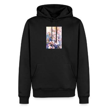 Aquarellfarben pastellfarbene Kirschblüten - Männer Premium Bio Hoodie - Schwarz - Vorne - Nico (187cm)