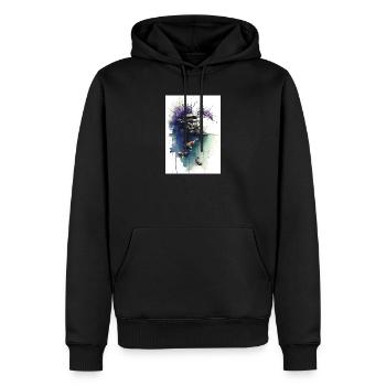 Watercolor Koi and Cherry Pagoda - Men’s Premium Organic Hoodie - black - Front - Nico (187cm)