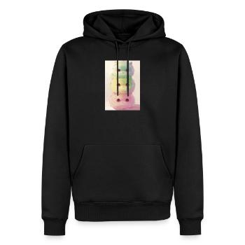 Pastel Cat in Rainbow Pile - Men’s Premium Organic Hoodie - black - Front - Nico (187cm)