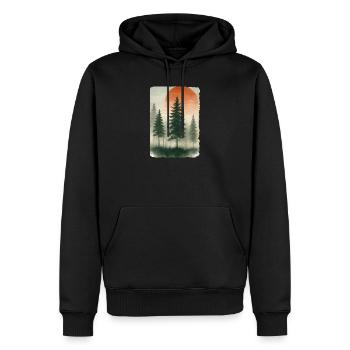 Aquarelle vintage de coucher de cheval forestier - Sweat à capuche Premium bio Homme - noir - Devant - Nico (187cm)