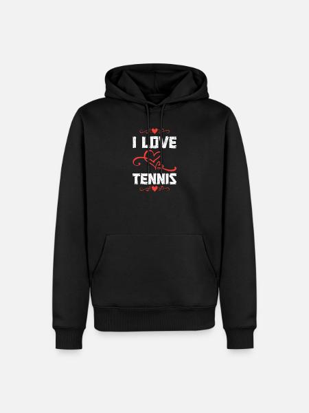 I Love Tennis Herz-Design - Männer Premium Bio Hoodie - Schwarz