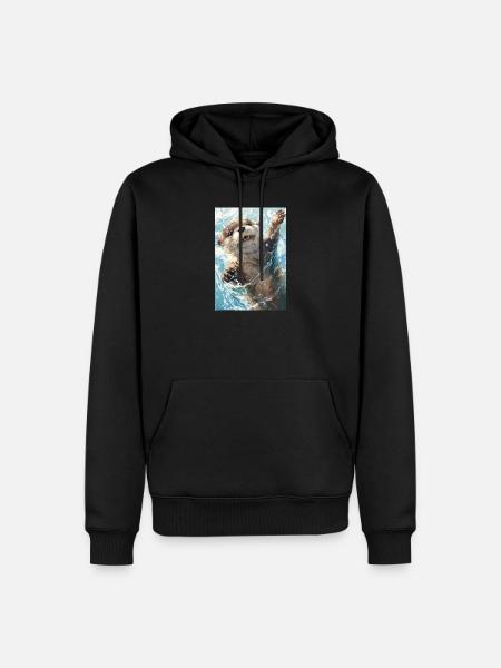 Fröhliches Otterplanschen - Männer Premium Bio Hoodie - Schwarz