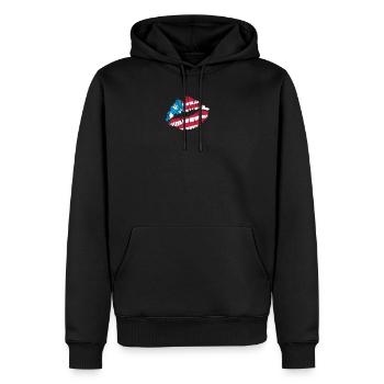 Drapeau americain - Sweat à capuche Premium bio Homme - noir - Devant - Nico (187cm)