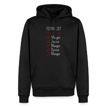 to do list manger dormir - Sweat à capuche Premium bio Homme - noir - Devant - Nico (187cm)