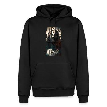 Jesus, Christentum, Kirche, Jesus Christus, Jesus - Männer Premium Bio Hoodie - Schwarz - Vorne - Nico (187cm)