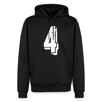 Maillot numéro 4 - Sweat à capuche Premium bio Homme - noir - Devant - Nico (187cm)