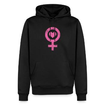 Vénus Amour - Sweat à capuche Premium bio Homme - noir - Devant - Nico (187cm)
