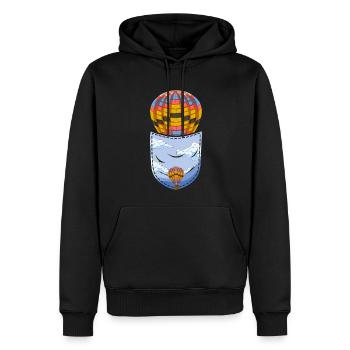 Ballonfahrt Geschenk Brusttasche Heißluftballon - Männer Premium Bio Hoodie - Schwarz - Vorne - Nico (187cm)