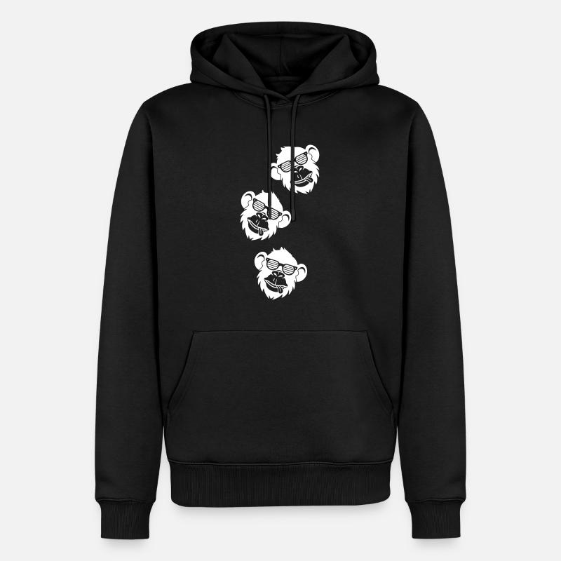 Affe Cool Kopf - Männer Premium Bio Hoodie - Schwarz