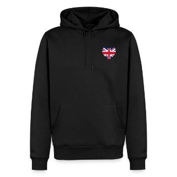 Royaume-Uni Chemise de drapeau de coeur - Chemise Brittish - Sweat à capuche Premium bio Homme - noir - Devant - Nico (187cm)