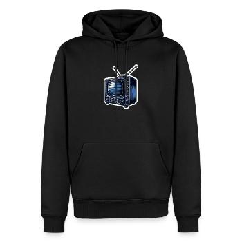 Blue retro television - Men’s Premium Organic Hoodie - black - Front - Nico (187cm)