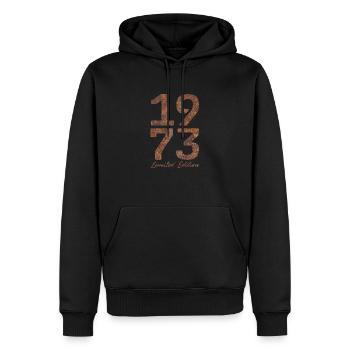 « Millésime 1973 : Édition Limitée au Look Rouille » - Sweat à capuche Premium bio Homme - noir - Devant - Nico (187cm)