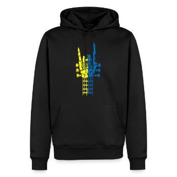 Ukraine Rock & Roll Rocker Frieden - Männer Premium Bio Hoodie - Schwarz - Vorne - Nico (187cm)
