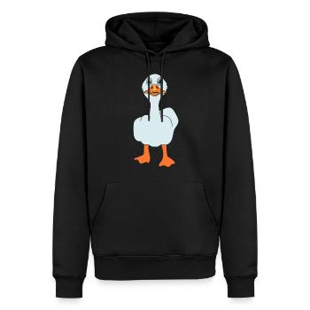 Drôle de majeur canard - Sweat à capuche Premium bio Homme - noir - Devant - Nico (187cm)