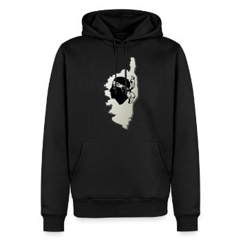 Carte de l’île de Corse en Corse France - Sweat à capuche Premium bio Homme - noir - Devant - Nico (187cm)