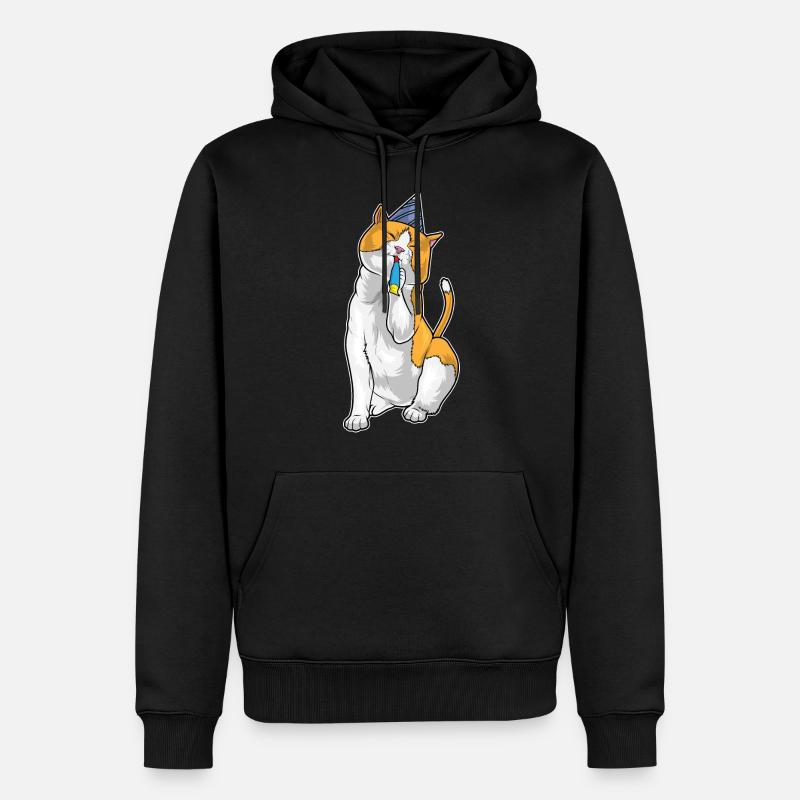 Trompette d’anniversaire de chat - Sweat à capuche Premium bio Homme - noir