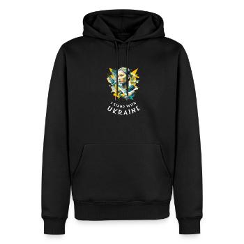 Ukraine - Männer Premium Bio Hoodie - Schwarz - Vorne - Nico (187cm)