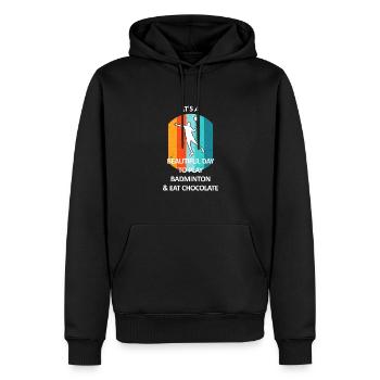 Badminton Federball Badmintonspieler Schokolade - Männer Premium Bio Hoodie - Schwarz - Vorne - Nico (187cm)