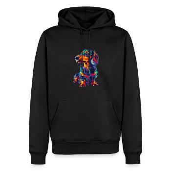 Bunte Dackel Hundekunst für Hundeliebhaber - Männer Premium Bio Hoodie - Schwarz - Vorne - Nico (187cm)
