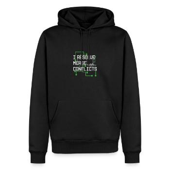 I Resolve Merge Conflicts Coder Software Developer - Männer Premium Bio Hoodie - Schwarz - Vorne - Nico (187cm)
