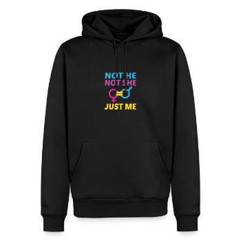 Not He Not She Just Me Lesbian Proud Rainbow Queer - Männer Premium Bio Hoodie - Schwarz - Vorne - Nico (187cm)