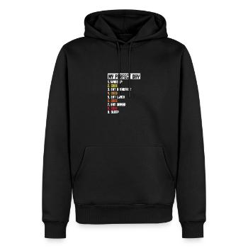 My Perfect Day Wake Up Code Software Developer Pro - Männer Premium Bio Hoodie - Schwarz - Vorne - Nico (187cm)